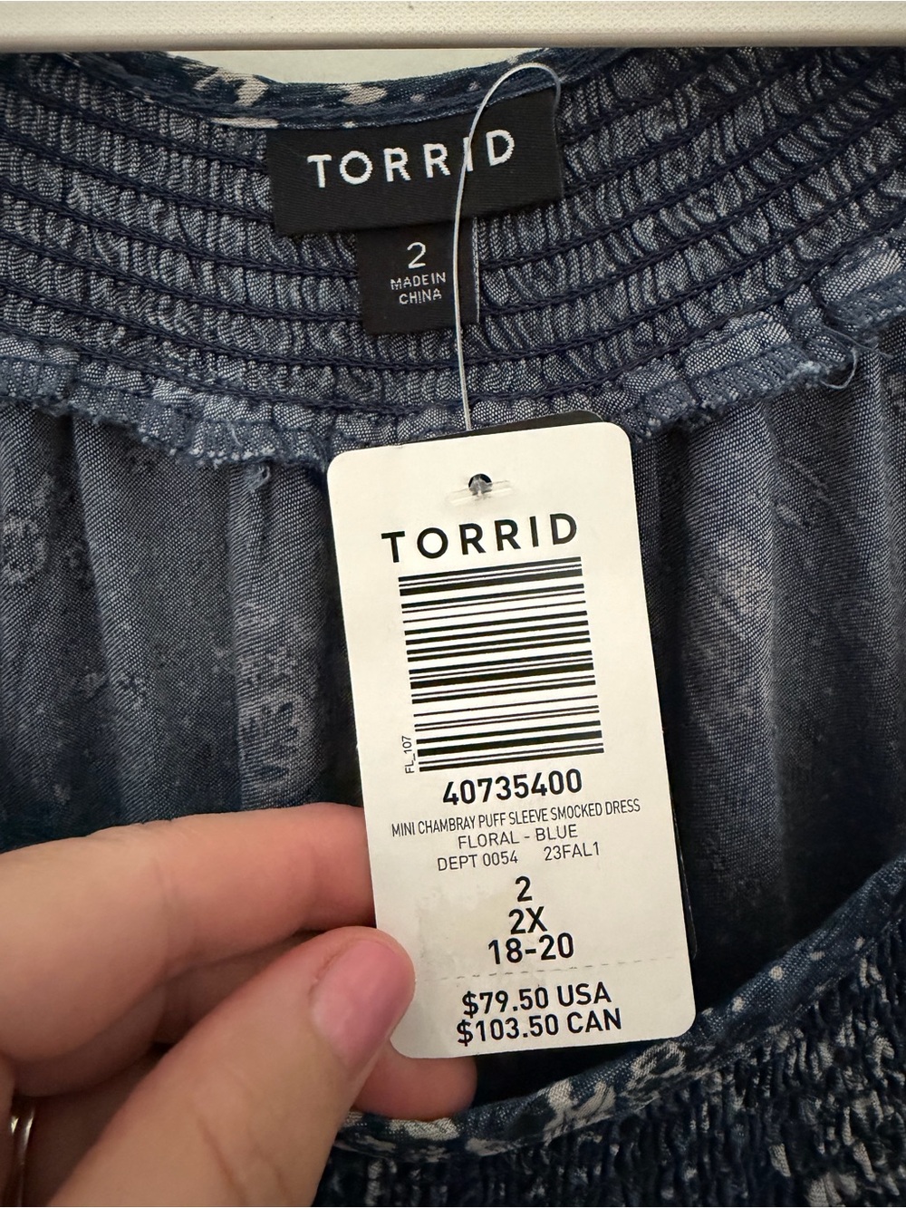 torrid Indigo Blue Floral Smocked Midi Dress - Picture 2 of 5